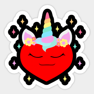 Unicorn Heart Valentine Gift I Girls Women Valentine’s Day Sticker